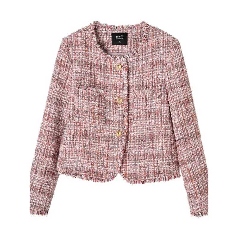 Womens Pink Fragrant Short Coat 2024 New Spring and Autumn Season Tassel Top Z250918