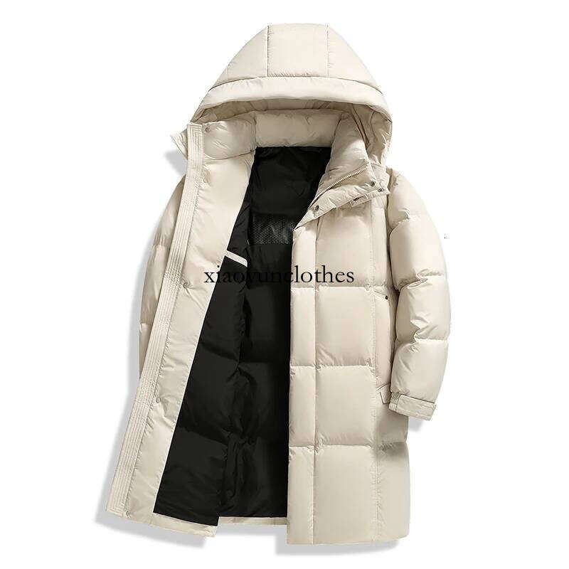 Casual Men's Long-Length 90% White Duck Down Jackets Winter Warm Puffer Coats Outwear Loose Windproof Top Padded Parkas Clothing