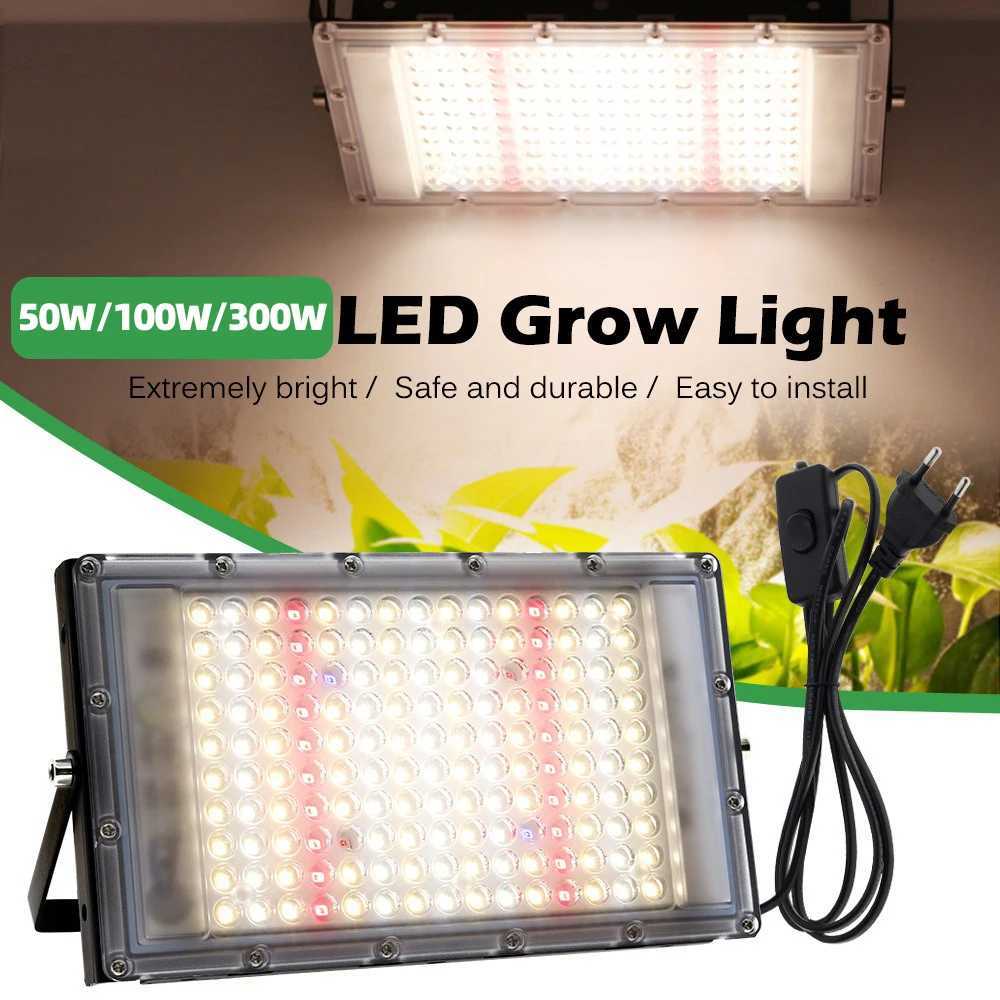 Full Spectrum 380840nm Sunlight Growth Light IP65 LED 50W 100W 300W Plant Grow Light with EU US Plug for Indoor greenhouse C250919