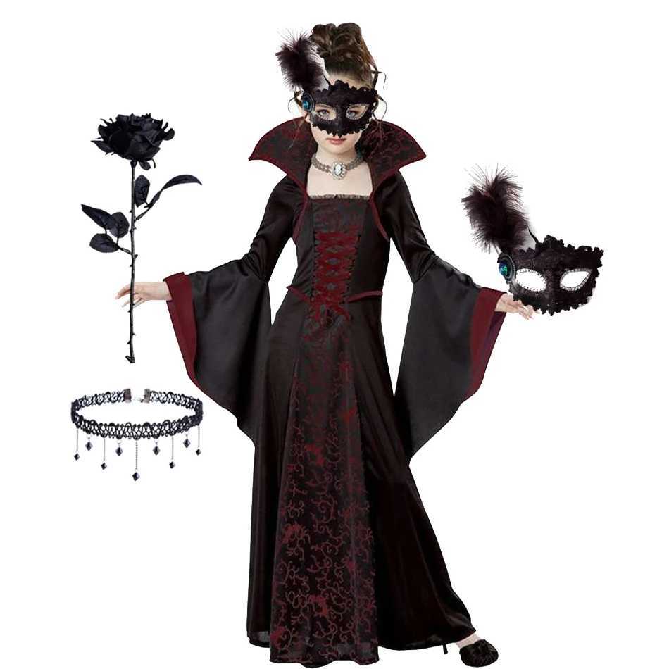 Girls Ghost Bride Gothic Vampire Halloween Cosplay Costume Dress Role Play Carnival Children Party Outfit L250918