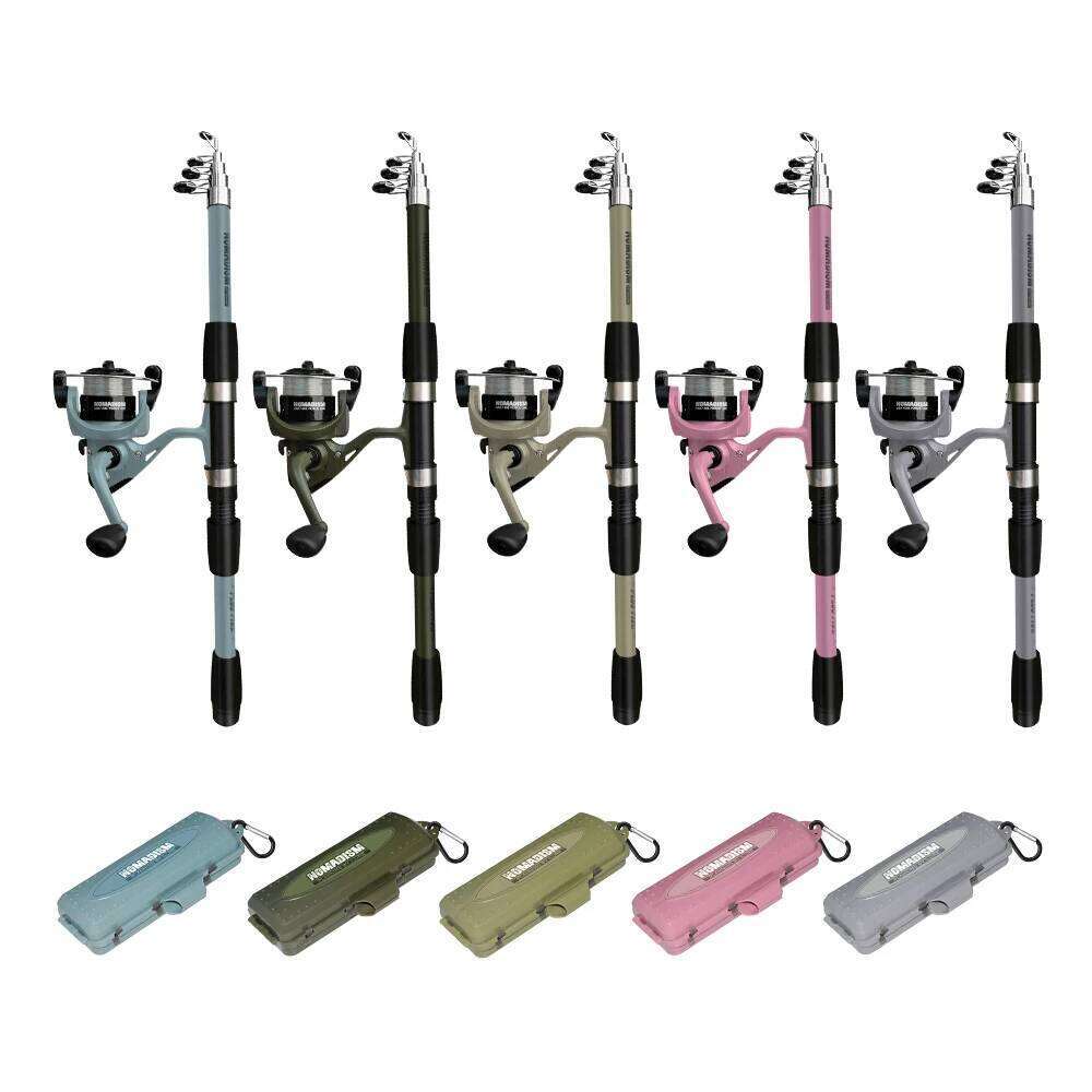 New 1.65Mtelescopic Fishing Rod And Spinning Reel Kit With Baits Hooks Travel Pole Bait Hook Tackle Set For Outdoor Sports