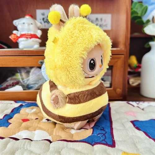 Cute Mini Plush bee DollS Clothes Outfit Only Clothing Accessories For 17cm Labubu Dolls Sweater Hoodie Clothing DIY Kids Gifts C250919