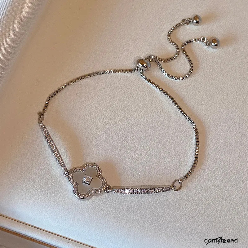 Real Gold Plated Zircon Mother-Of-Pearl Light Elegant Bracelet Niche Fashion High-End Feel Women's Jewelry ddmyfriend