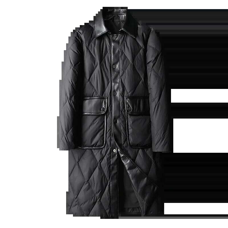 New Arrival White Duck Medium Length Men's Jackets Autumn Winter Single Breasted Down Black Man Coats Plus Size 5XL