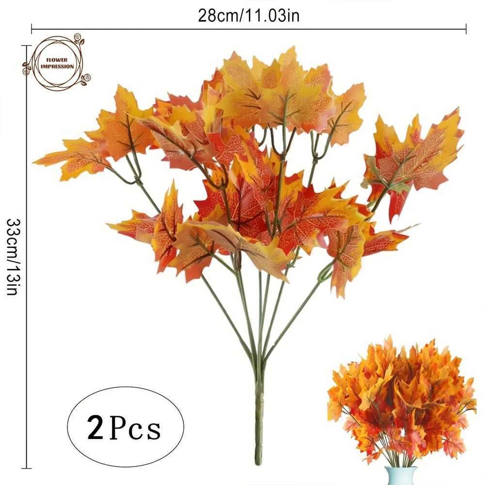 2pcs Artificial Flowers Maple Leaves Realistic Plastic Autumn Decor Vibrant Christmas Halloween Hues Home Decor in Living Rooms C250919