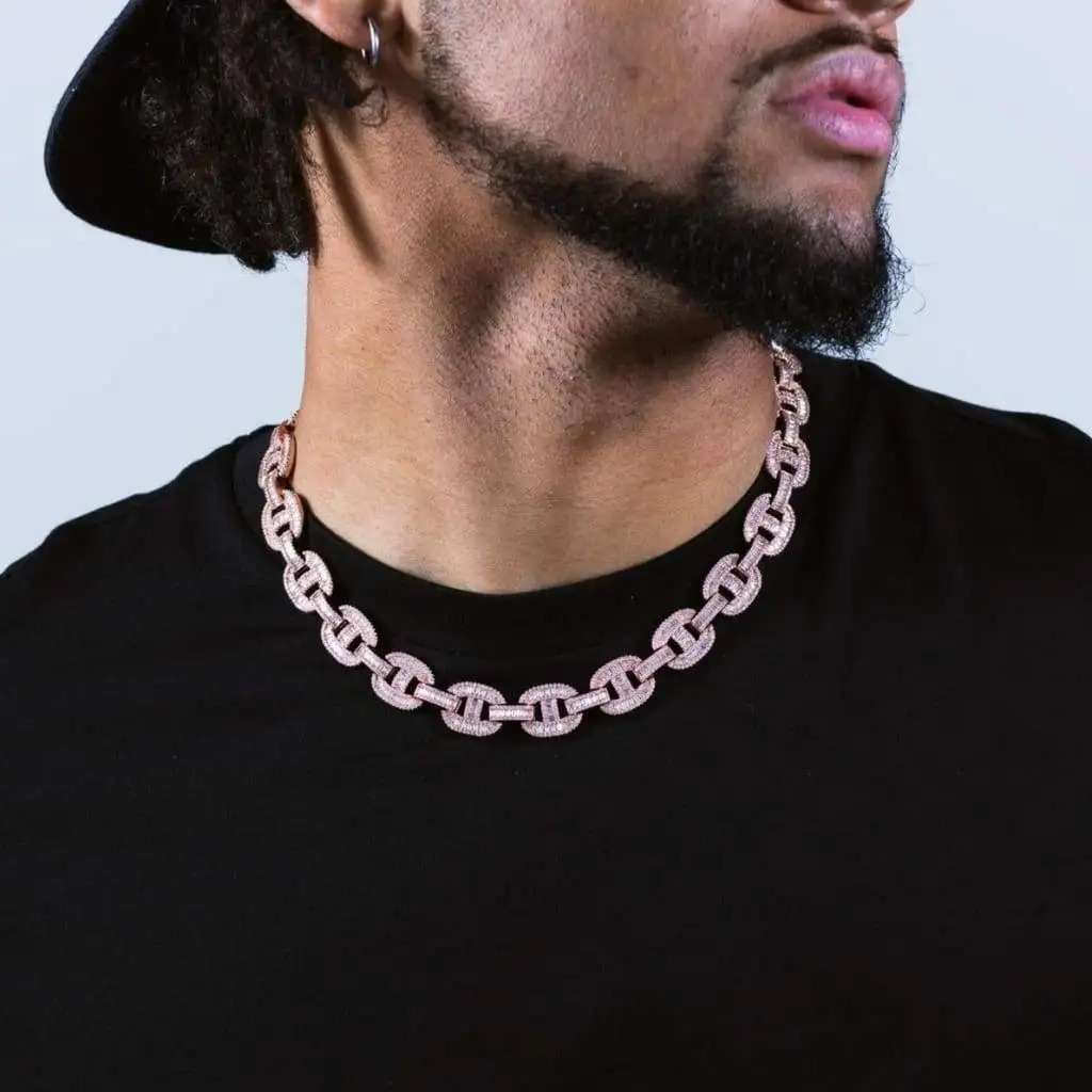 KIBO Gems Iced Out 15MM High Quality Sterling Silver Dancing Cuban Link Necklace Moissanite Cuban Link Chain