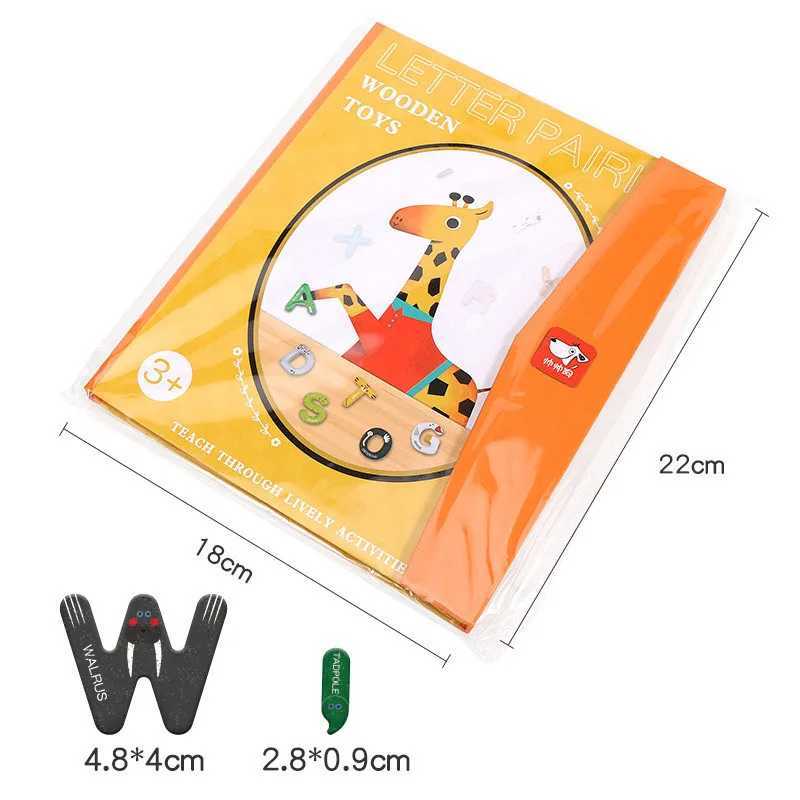 Montessori Wooden 26Pcs Magnetic English Letters Board Game Alphabets Languages Learning Book Educational Toy for Children Gifts C251204