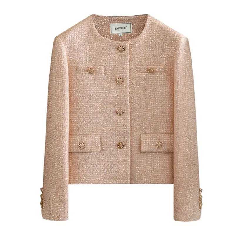 2025 Short TopGrade Tweed Jacket Women New Autumn Korean Lady Coat Fashion Slim Long Sleeve Casual Jacket Female Outwear Tops Z250918