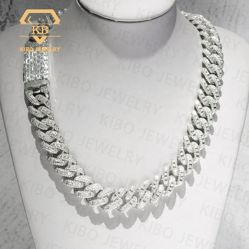 Hot Selling Hip Hop Miami Cuban Chain 15MM Silver 925 Moissanite D Color VVS Customized Trend Snap Hip Hop Moissanite Cuban Necklace Chain