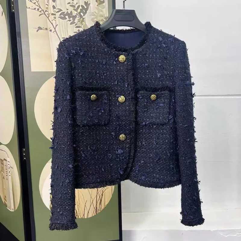 Luxury Tweed Short Coat for Women Small Fragrance O Neck Tassel Simple Casual High Quality French Fashion Autumn Winter Z250918