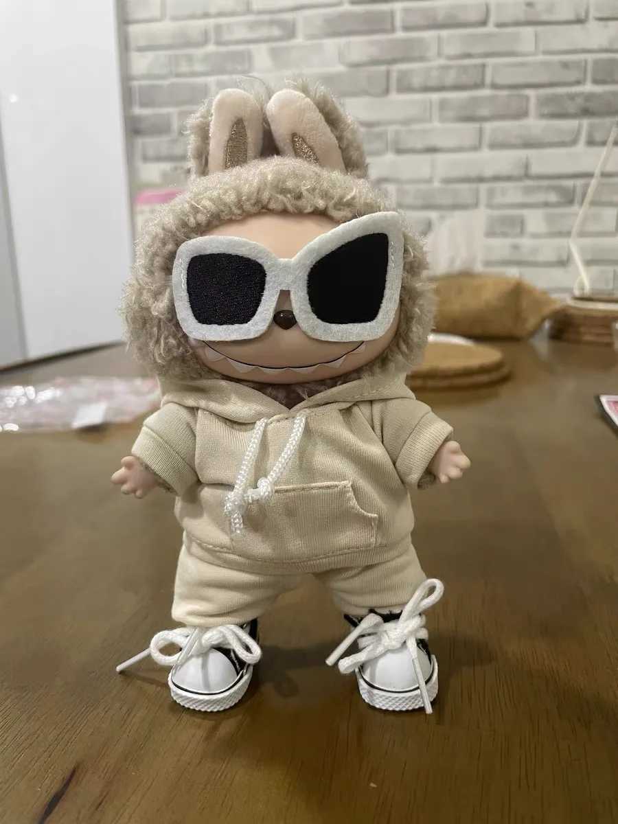 17cm Dolls fashion Clothes for Labubu The Monster Outfit Accessories Clothing DIY Kids Gift Girls Hooded Sweatshirt Pants C250919