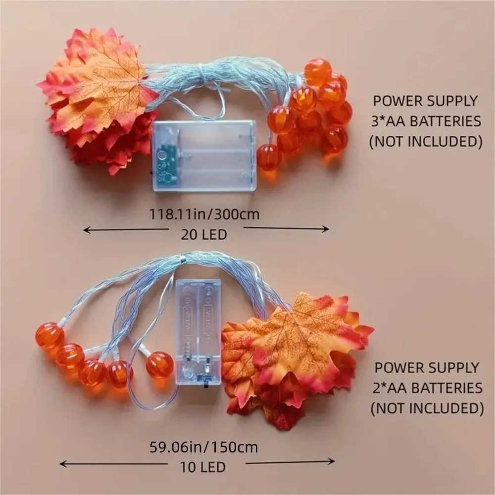 1PC15M10LED3M20LED Halloween Maple Leaf Pumpkin Lantern Stringbattery poweredwithout batteryused for holiday decoration C250919