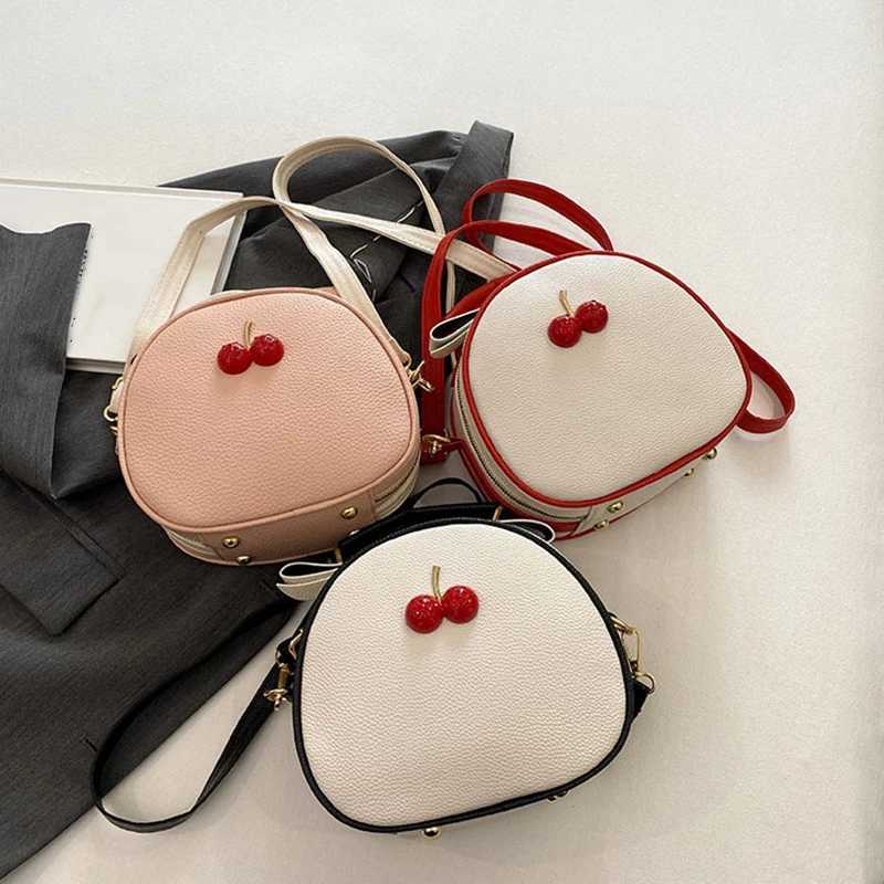 Fashion Handbag with Lychee Pattern Compared To Cherry Sweet Girls Small Round Bag Simple Casual Student Mini Travel Backpack Z250915
