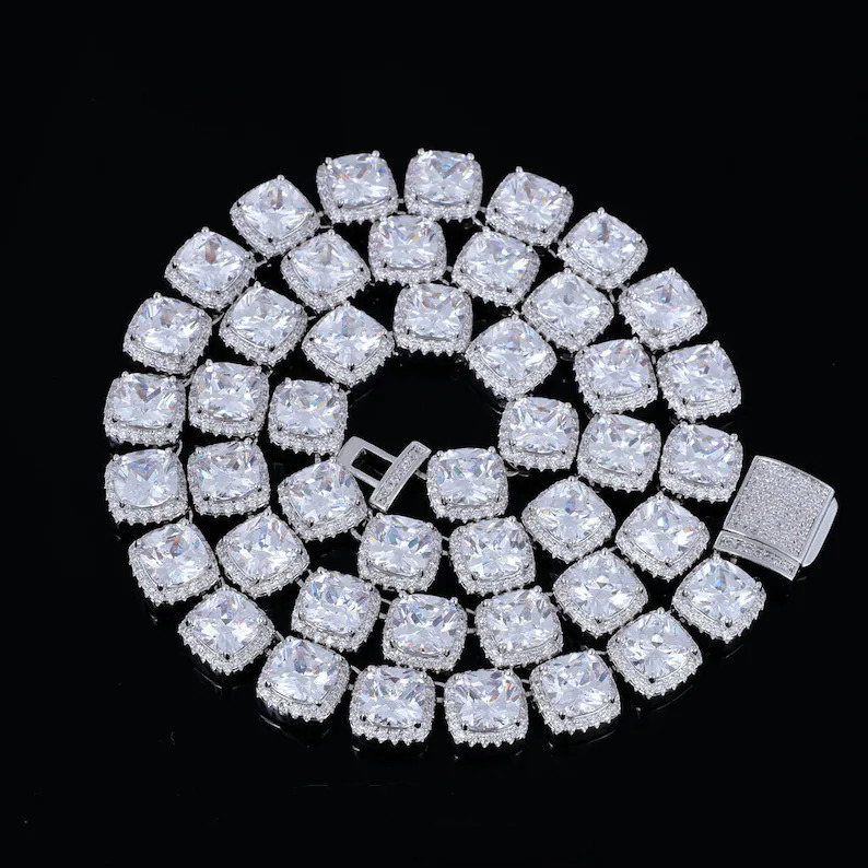 8mm Tennis Chain Necklace Cluster Vvs Iced Out Moisasnite Jewelry 925 Sterling Silver Moissanite Tennis Chain