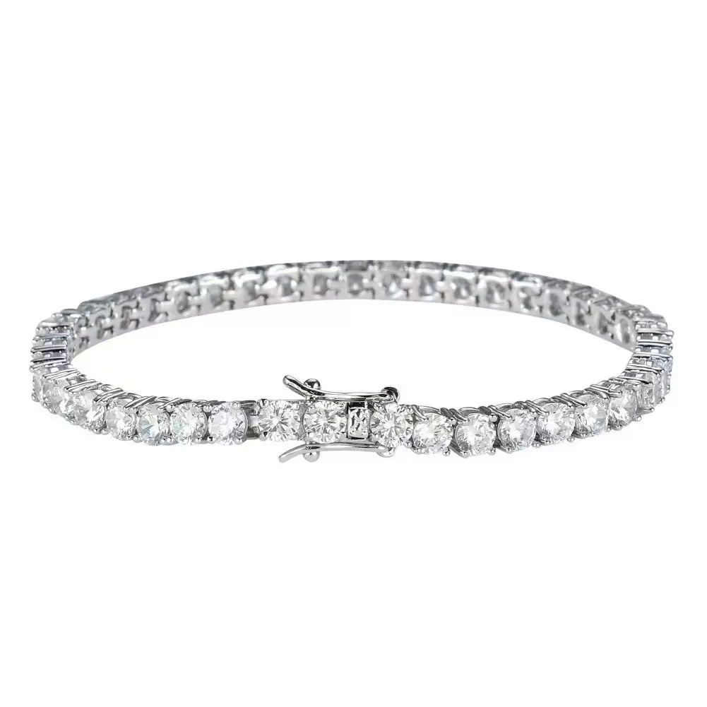 USA Warehouse Local Stock 3mm Solid Sier Hip Hop Iced Out GRA Moissanite Dia Sparkling Tennis Bracelet