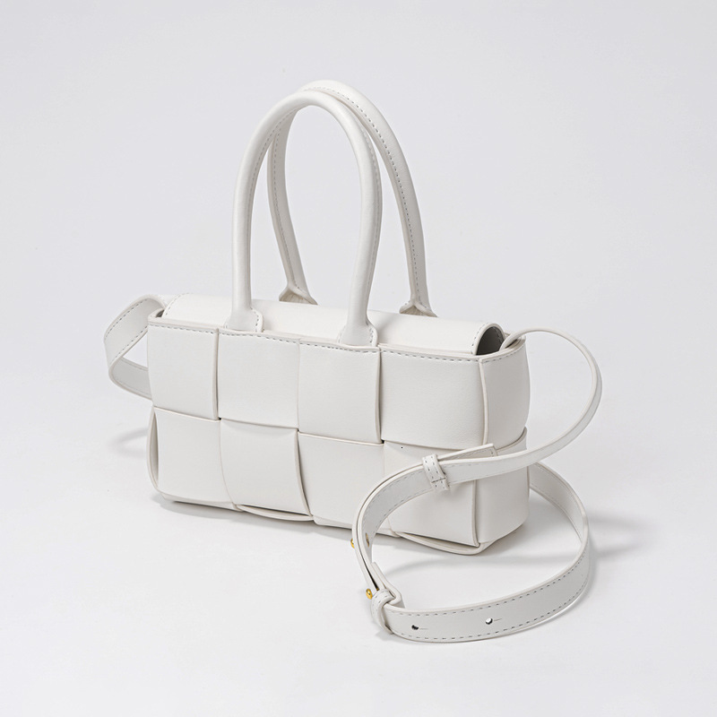 2025 new women's handbag genuine leather woven bag designer small square bag