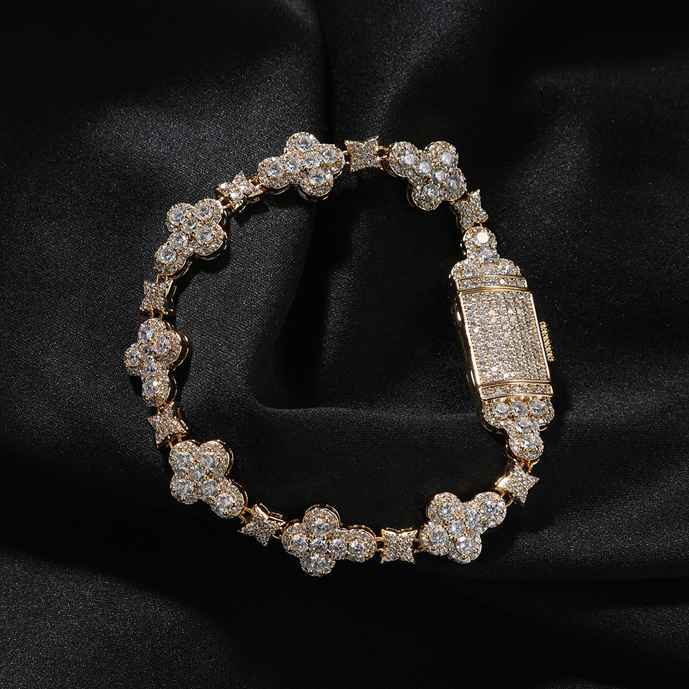 New Simple Fashion 10mm Cross Flower Bracelet with Micro Paved Zircon, Elegant and Shiny Jewelry - view 6