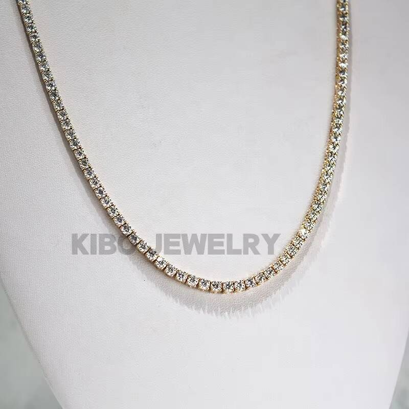Customized Trend 3mm Tennis Bracelet Lab Grown Diamond 10k Gold Iced Out Necklace Women Hip Hop Jewelry Tennis Chain Lab Diamond Chain