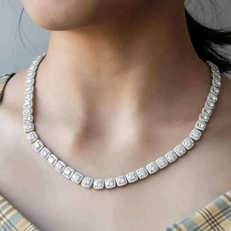Hip Hop Hot Selling Jewelry 8MM Tennis Chain Iced Out Moissanite Diamond VVS Color 925 Silver Tennis Chain Bracelet Necklace