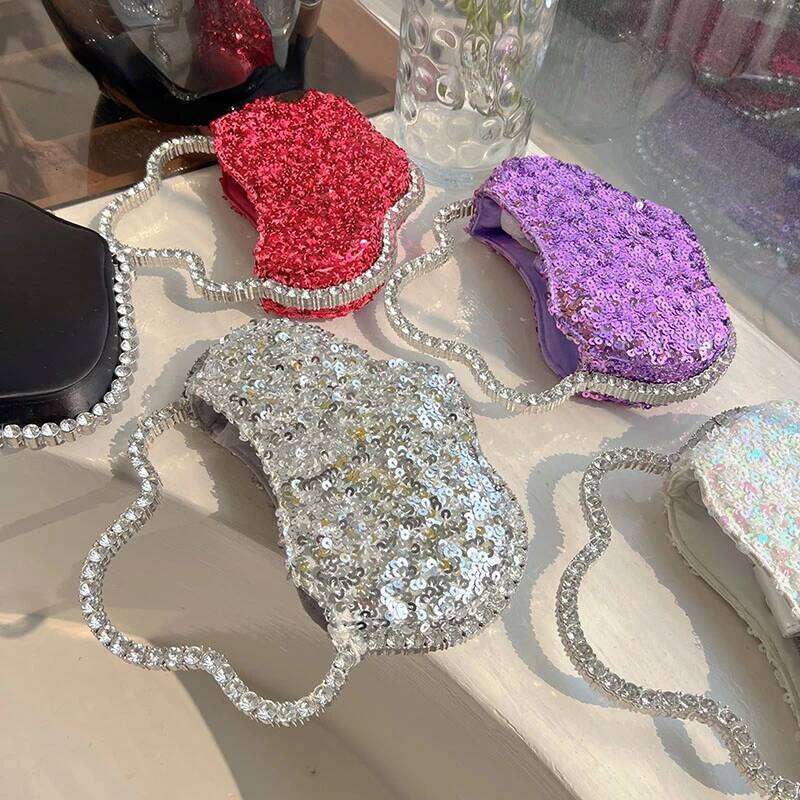 Designer Luxury Pink Rhinestone Dinner Purse Ladies Handbags Party Wedding Clutch Wrist Women Dia Circular Evening Bag