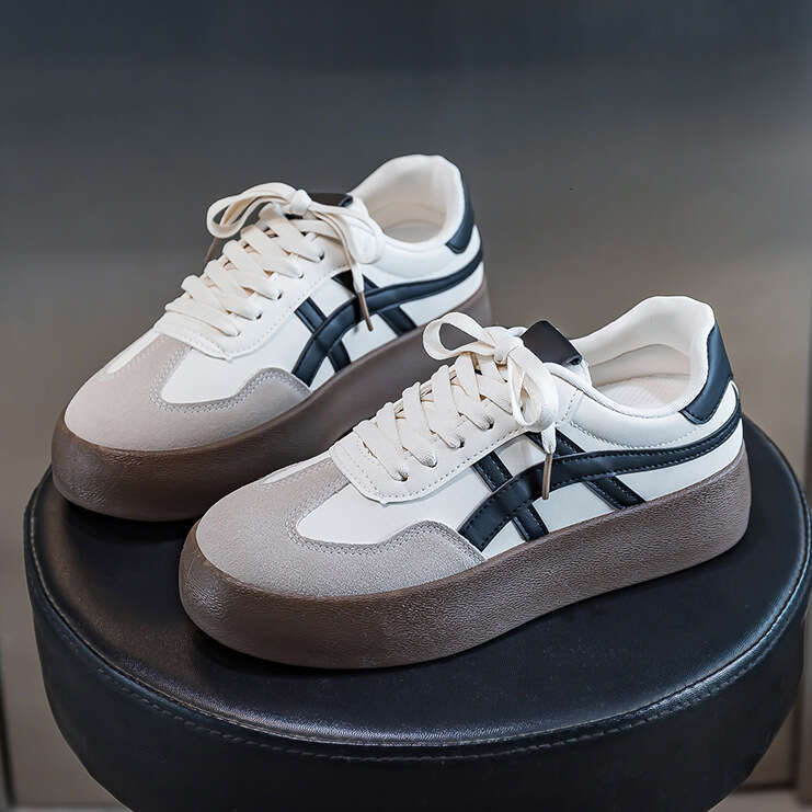Niche Sneakers Men Women, White for Spring and Autumn, Women's Thick-Soled Student Training Shoes, Casual Shoes F8861