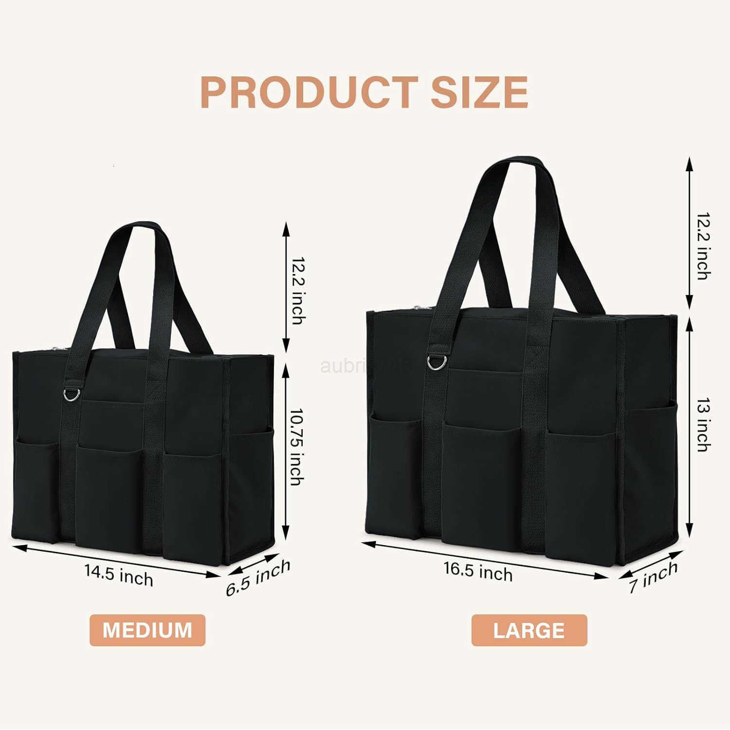 Becokan Large Tote Bag for Women Waterproof with 12 Pockets Top Zipper Closure Utility Teacher Nurse Bags for Work SchoolZ250920