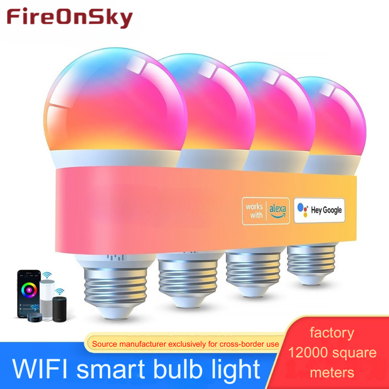 WiFi Bluetooth Smart Light Bulb, Works with Alexa & Google Home, RGBW Color Changing Music Sync Bulb with Voice Control for Home Party Gaming Lighting