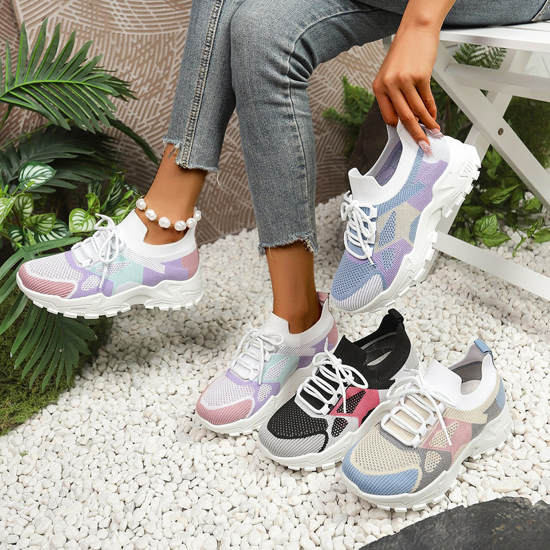 Casual Ultra-light Women's Dad Flyknit Mesh Shoes Summer Sneakers Breathable Lightweight