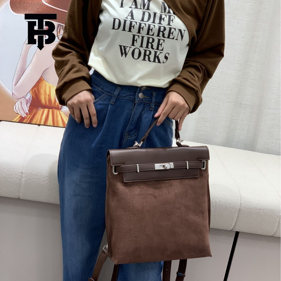 TB BHULAMTE Free Shipping New Designer Women's Bag Suede Retro High-quality Leather Backpack Fashionable Classic Backpack Multifunctional Autumn 