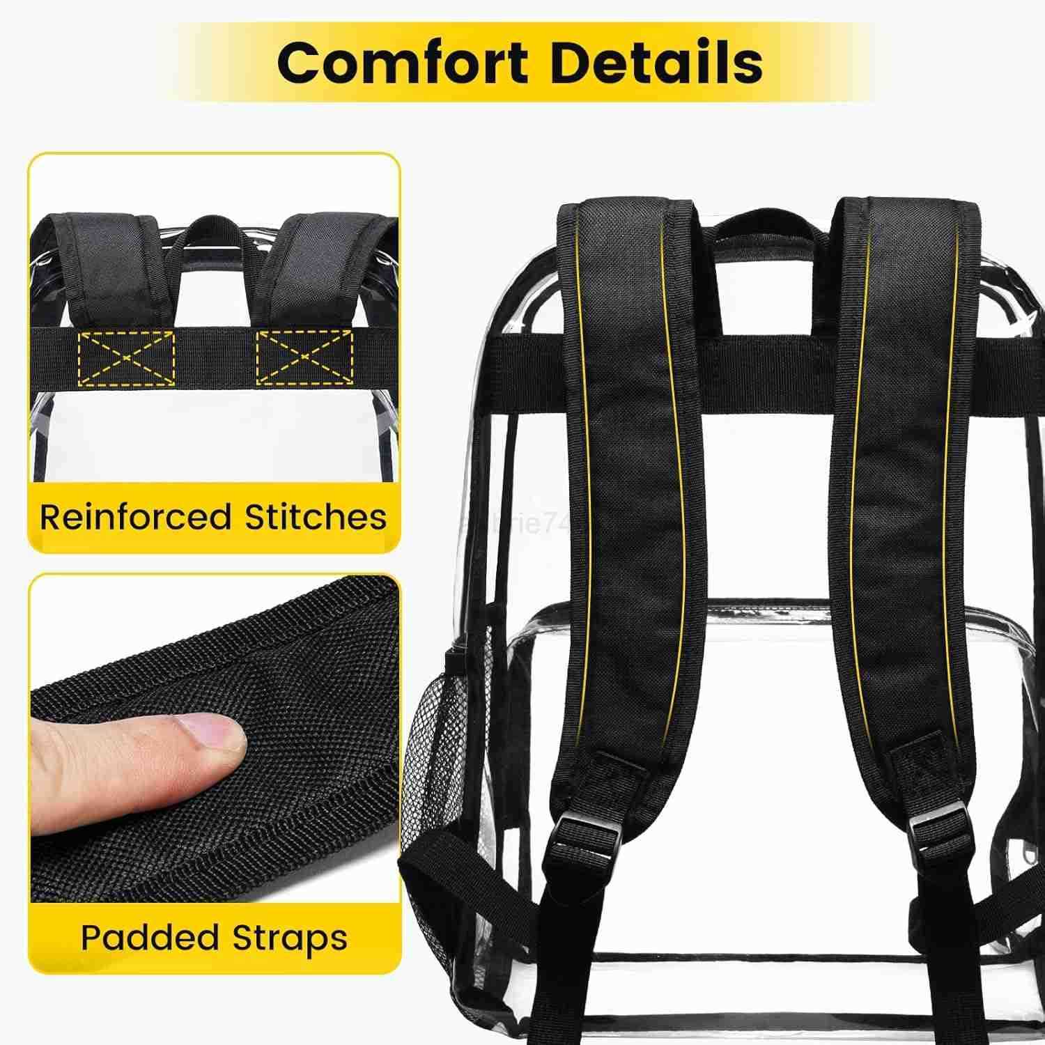 Vorspack Clear Backpack Heavy Duty Large Clear Backpacks for School See Through Bookbag for Girls Boys Transparent Bag for Work Concert College BlackZ