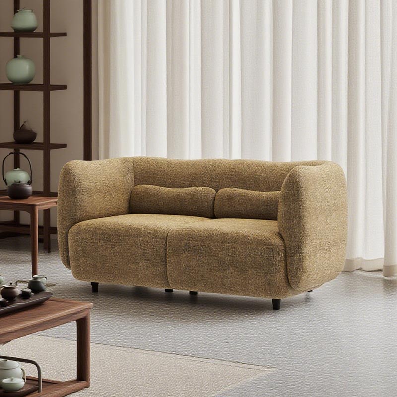 Living Room Furniture Cozy Light - Brown Two - Person Wave - design Sofa, Ideal for Intimate Conversations
