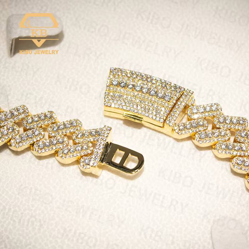 Customized Trend Clasp 925 Silver Sterling Iced Out Luxury Hiphop Moissanite Cuban Vvs Moissanite Chain