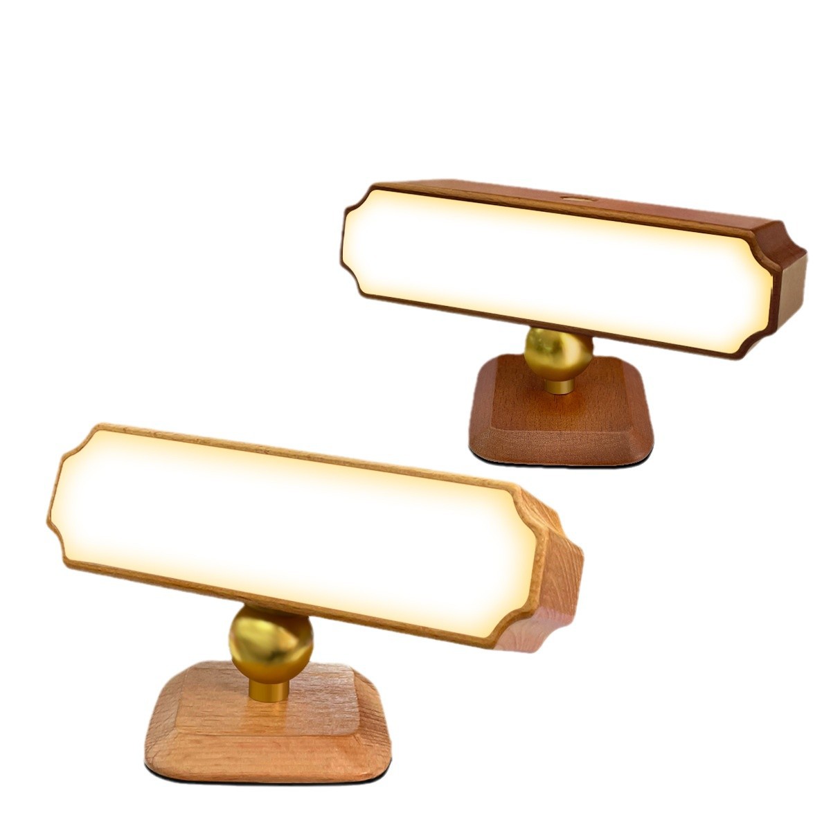 Solid Wood Night Light with Radar Sensor, Touch Control 3 Color Temperatures Dimmable USB Rechargeable Bedside Lamp for Bedroom Desk Nursery-HCP263