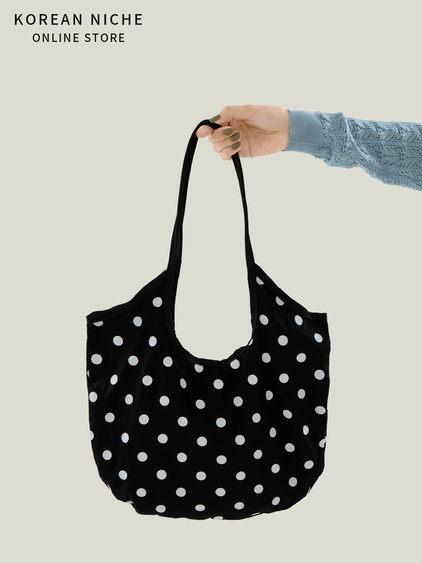 2025 Korean-Style Niche Large-Capacity Tote With Polka Dot Design Simple Versatile Literary Handbag And Shoulder Bag For Women High-End Sense