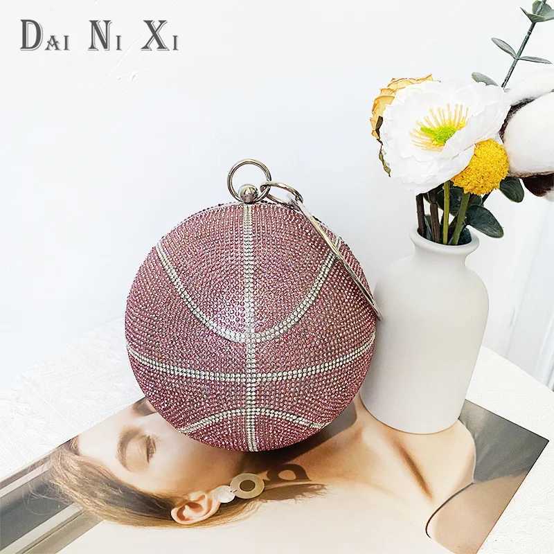 Luxury Designer Trendy Basketball Handbag Crystal Rhinestone Bag Bling Purse Woman Evening Clutch Party PurseW250920