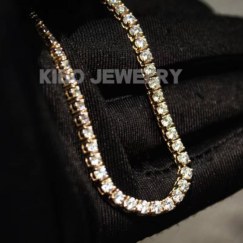 Hip Hop Jewelry Iced Out VVS1 LAB Diamonds Necklace 4mm 14K Solid Gold Chinas Lab Diamond Tennis Chain