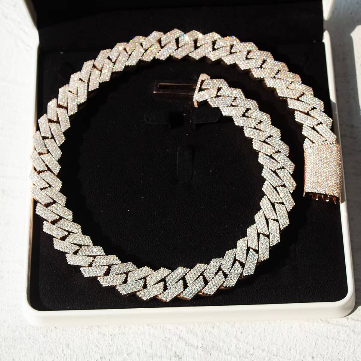20mm Cuban Link Chain Moissanite 925 Sterling Sliver Luxury 24 Inches Diamond Necklace