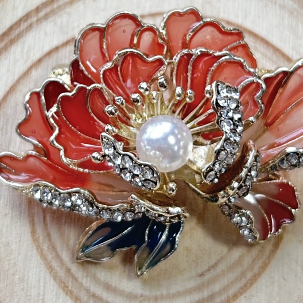 Trendy Rhinestone Exquisite Small Diamond Enamel Pink Peony Chinese Style Brooches for Women Luxury Designer Jewelry Niche High-end Brooch Accessories