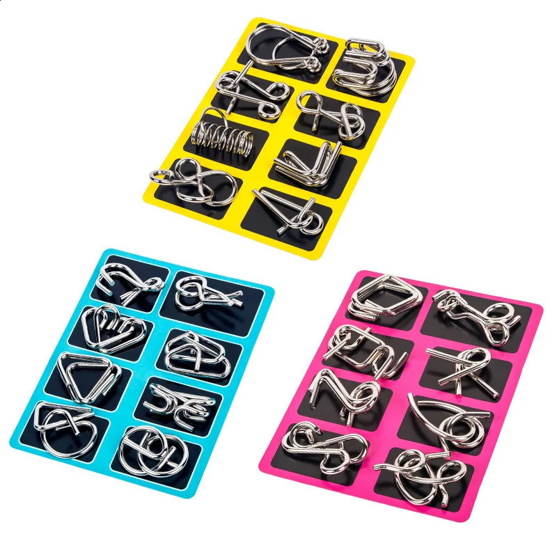 Nine link Metal Childrens Puzzle Toy Adult Ieisure Stress Reducing Intelligence Buckle 8piece Set With Detachable Buckle 250919