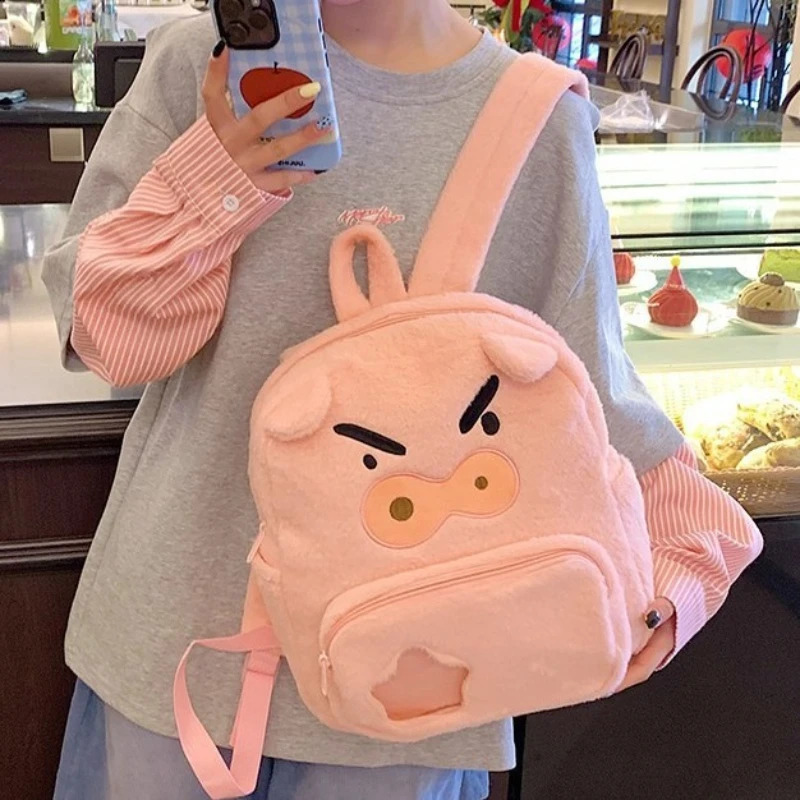 Angry Pink Pig Plush Backpack Largecapacity Backpack Highappearancelevel Cartoon Bag A Versatile Schoolbag for Students 250919