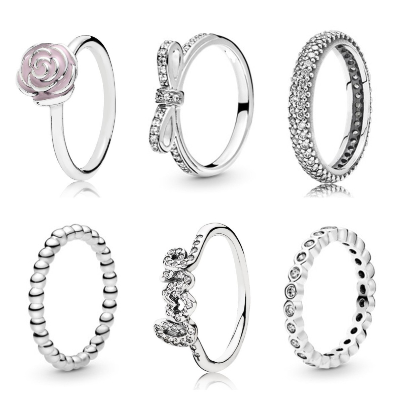 S925 sterling silver love heart designer ring for woman girls lovely cz zircon star crown retro vintage band rings Ring jewelry