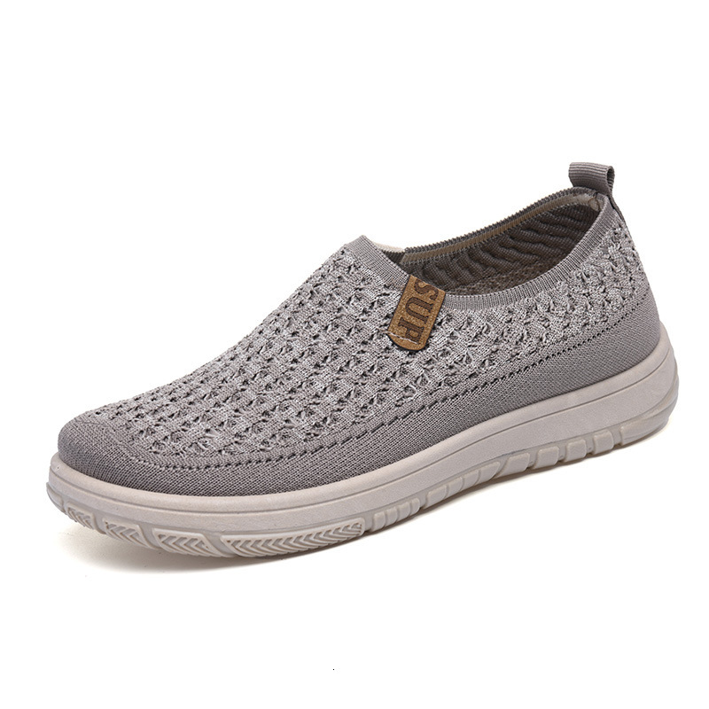 Women's New Knitted Elastic Thick Breathable Non-Slip Mom Soft Sole Versatile Loafers Casual Shoes