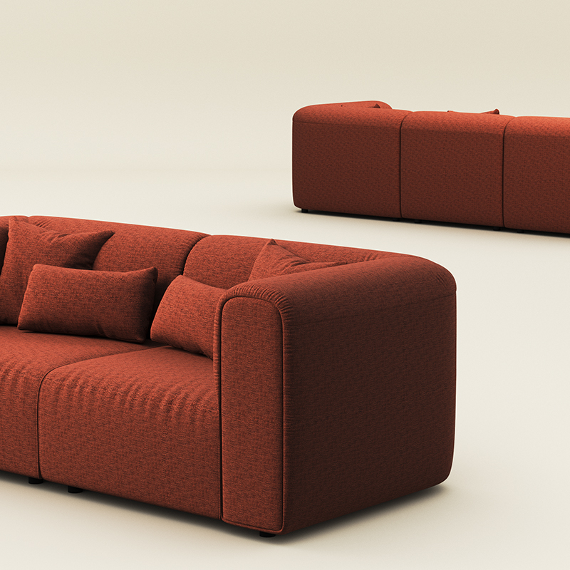 Living Room Furniture Modern Rust - Orange Three - Seater Honey Pot Sofa, Perfect for Contemporary Homes