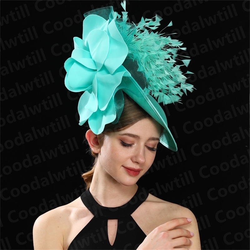 Big Flower Wedding Fascinator Hat Women Formal Party Tea Headpiece Ladies Cocktail Church Chapeau Cap Headband Woman Millinery 250919