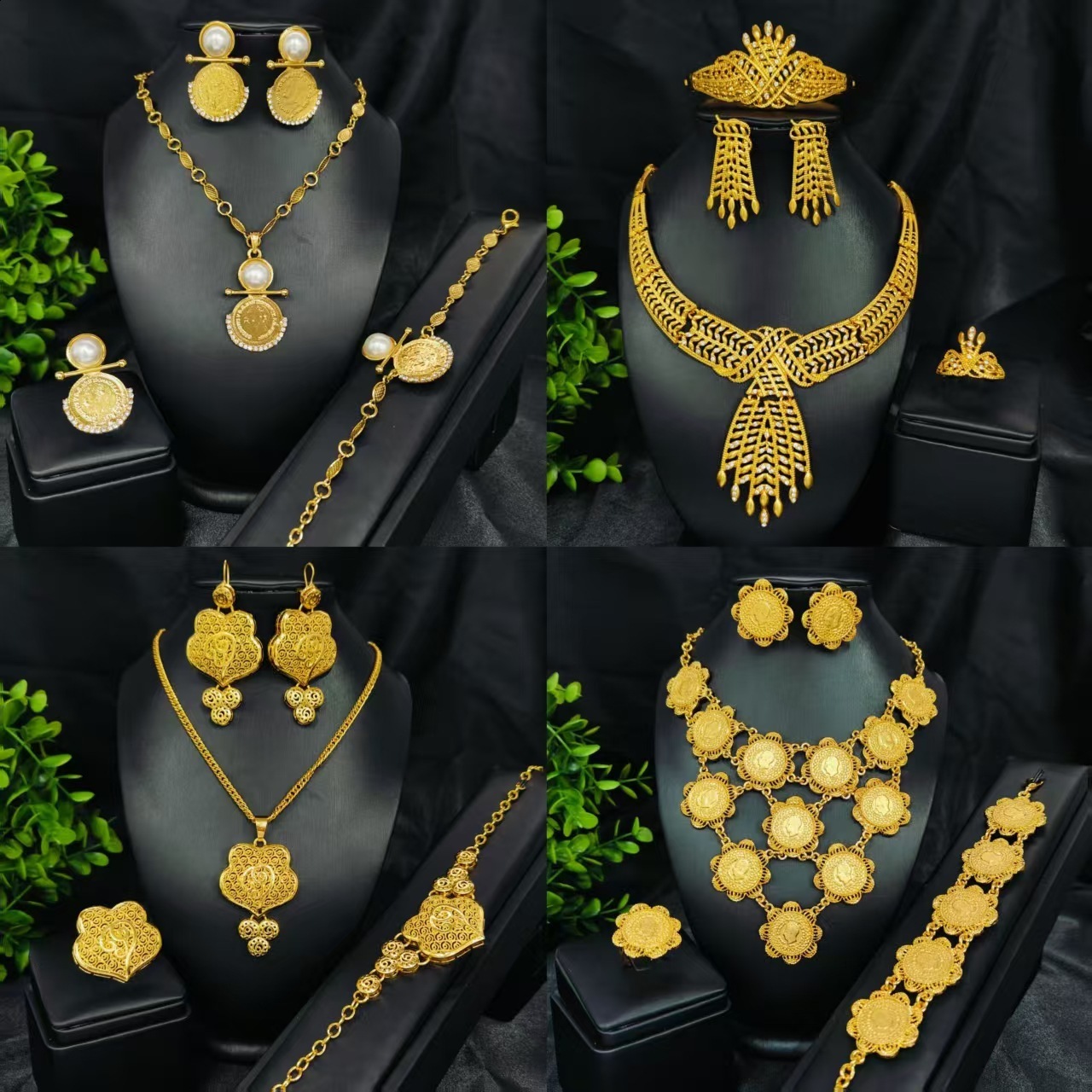 Elegant Bride Evening Dress Diamond Necklace Exaggerated Collarbone Chain Earrings Set Collection 241105