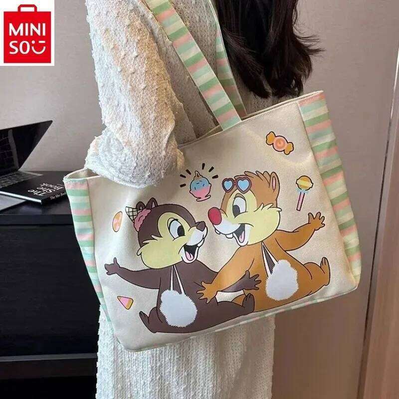 Designer Luxury MINISO Carton Chichitti Fashion Canvas Printed Cute Shoulder Women S Large Capacity Multi Functional Storage Tote Bag