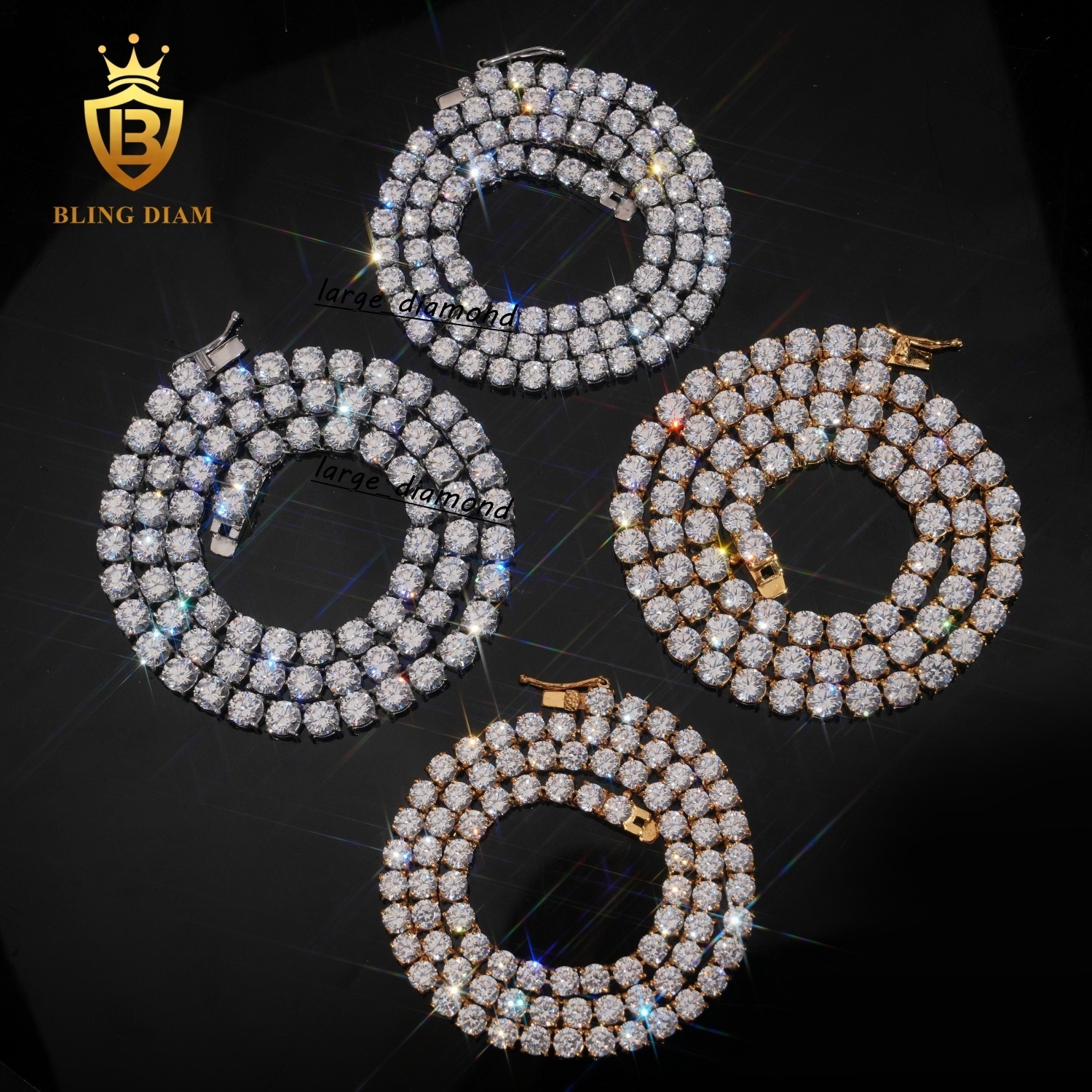Wholesale Price 5mm 6mm 316L Stainless Steel Hip Hop Moissanite Tennis Chain Necklace Silver Jewelry for Women Men