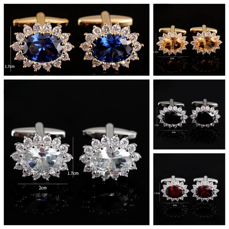 Mens French Shirts Cufflinks Blue Zircon Crystal Cuff Links Highend Business Jewelry Gifts Mens Wedding Accessories 250919 L251024