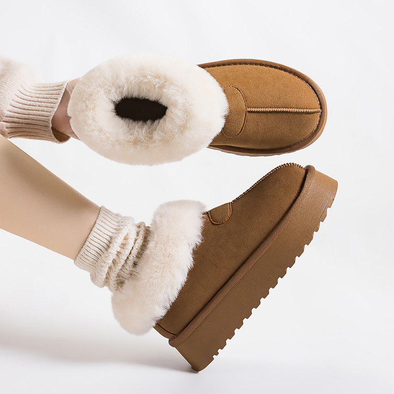 Free Shipping 2025 Winter Women's Platform Snow Boots Slip-On Plush Lined Thermal Slip-Resistant Fashion Booties