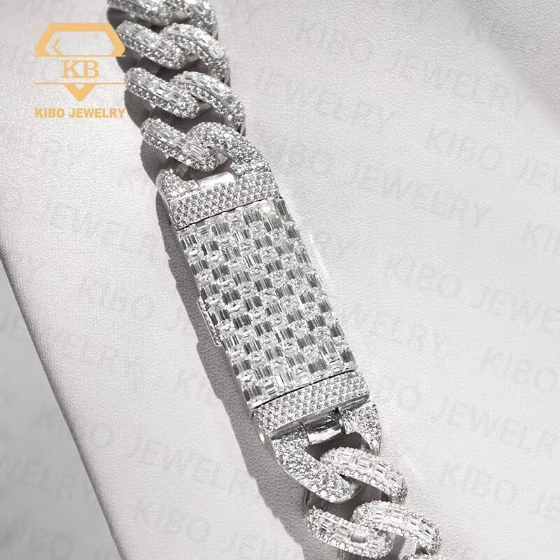 Hot Selling Hip Hop Miami Cuban Chain 15MM Silver 925 Moissanite D Color VVS Customized Trend Snap Hip Hop Moissanite Cuban Necklace Chain
